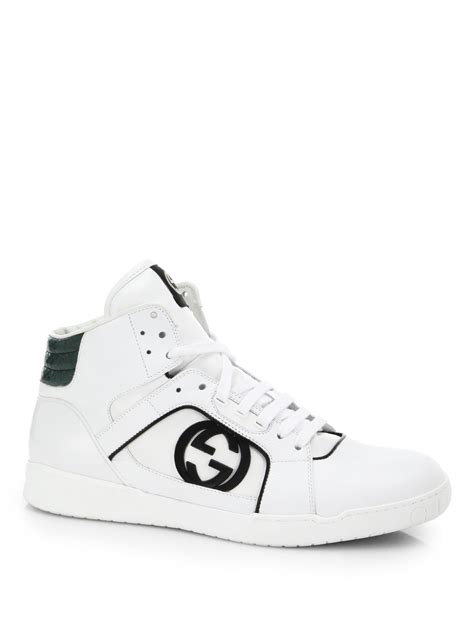 white gucci sneakers mens|gucci high top sneakers men's.